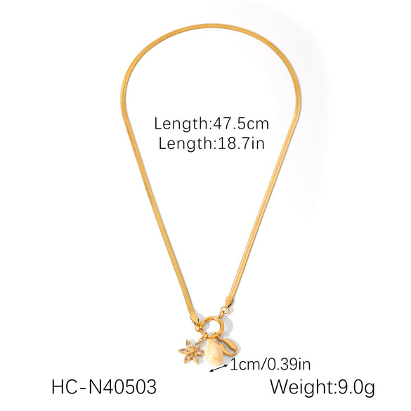 Jewelry Accessories Stainless Steel Blade Chain Pendant Necklace With Electroplating Geometric Shape Titanium Steel And Pearl