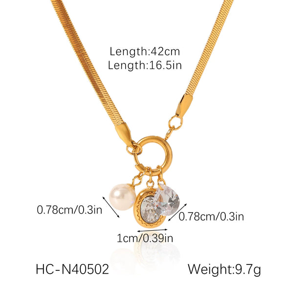 Jewelry Accessories Stainless Steel Blade Chain Pendant Necklace With Electroplating Geometric Shape Titanium Steel And Pearl