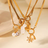 Jewelry Accessories Stainless Steel Blade Chain Pendant Necklace With Electroplating Geometric Shape Titanium Steel And Pearl