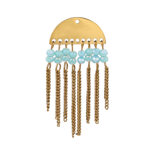 Jewelry Accessories Stainless Steel Bohemian Crystal Metal Tassel Electroplated Diy Earrings