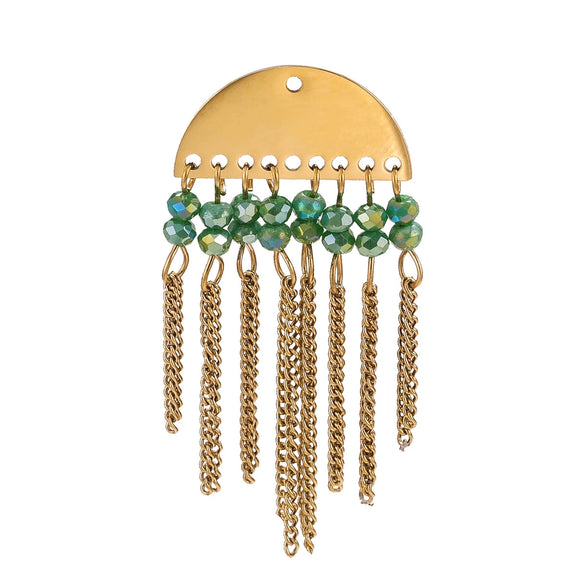Jewelry Accessories Stainless Steel Bohemian Crystal Metal Tassel Electroplated Diy Earrings
