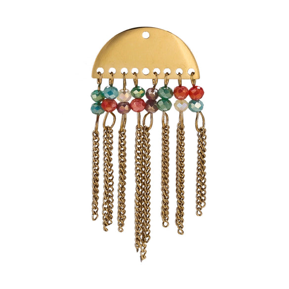 Jewelry Accessories Stainless Steel Bohemian Crystal Metal Tassel Electroplated Diy Earrings