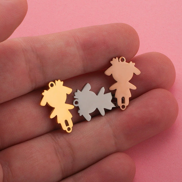 Jewelry Accessories Stainless Steel Creative Bracelet Pendant With Girl Wearing Crown Cartoon Character Pattern And Electroplating Process