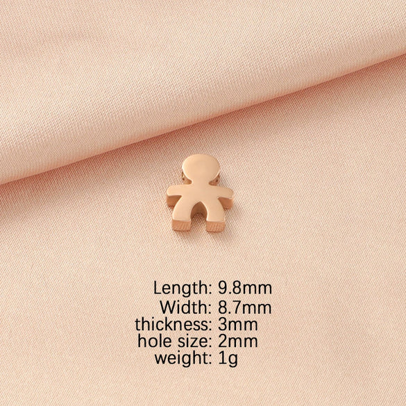 Jewelry Accessories Stainless Steel Creative Small Hole Bead Pendant With Cartoon People Pattern For Boys And Girls Couples Fine Polished