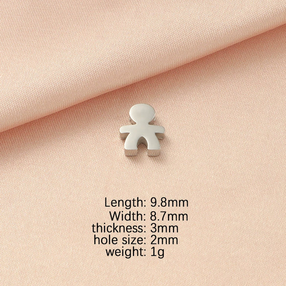 Jewelry Accessories Stainless Steel Creative Small Hole Bead Pendant With Cartoon People Pattern For Boys And Girls Couples Fine Polished