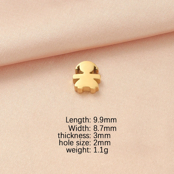 Jewelry Accessories Stainless Steel Creative Small Hole Bead Pendant With Cartoon People Pattern For Boys And Girls Couples Fine Polished