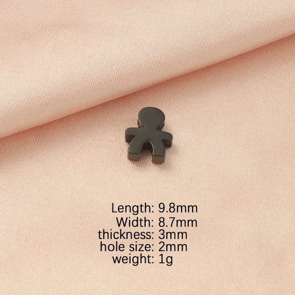 Jewelry Accessories Stainless Steel Creative Small Hole Bead Pendant With Cartoon People Pattern For Boys And Girls Couples Fine Polished