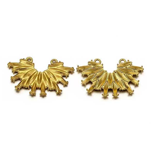 Jewelry Accessories Stainless Steel Crown Pattern Handmade Electroplated Double Hole Launch Tassel Pendant For Earrings And Necklace