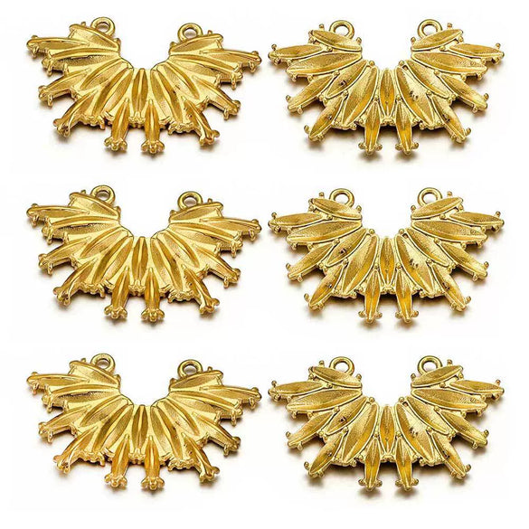 Jewelry Accessories Stainless Steel Crown Pattern Handmade Electroplated Double Hole Launch Tassel Pendant For Earrings And Necklace