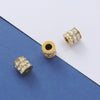 Jewelry Accessories Stainless Steel Cylindrical Hollow Large Hole Bead Spacer Set With Diamonds Electroplated