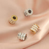 Jewelry Accessories Stainless Steel Cylindrical Hollow Large Hole Bead Spacer Set With Diamonds Electroplated