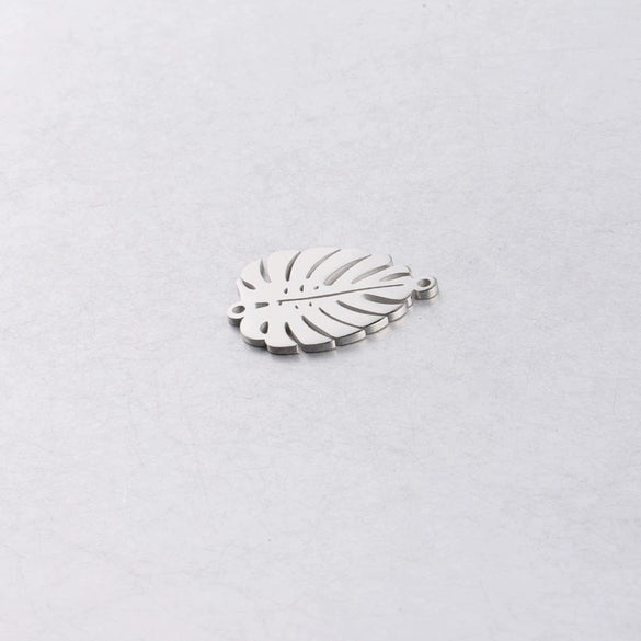 Jewelry Accessories Stainless Steel Double Hole Hollow Leaf Pendant Mirror Polished