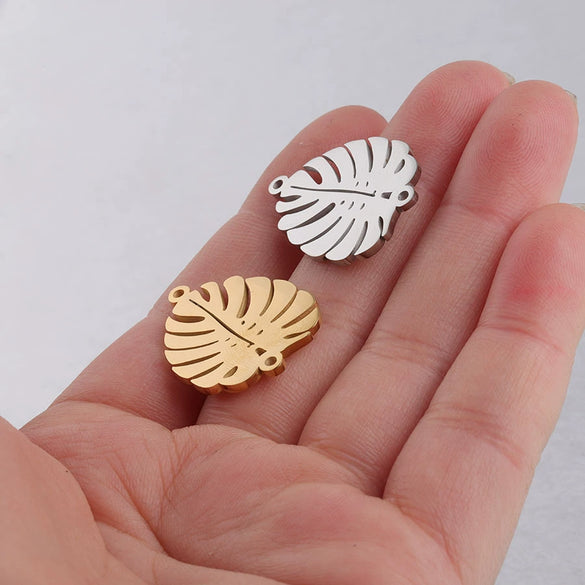 Jewelry Accessories Stainless Steel Double Hole Hollow Leaf Pendant Mirror Polished