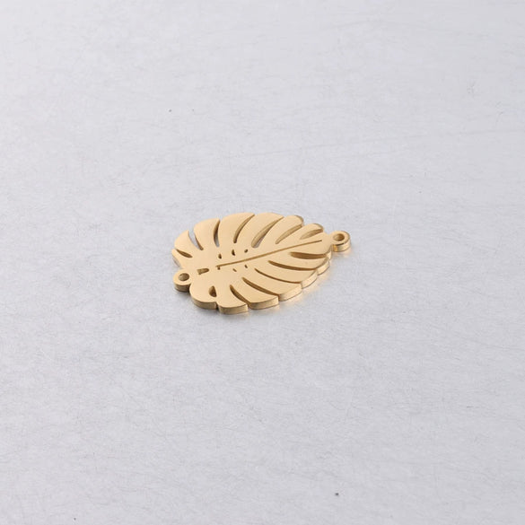Jewelry Accessories Stainless Steel Double Hole Hollow Leaf Pendant Mirror Polished