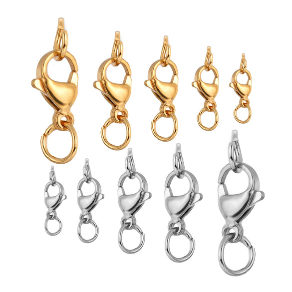 Jewelry Accessories Stainless Steel Double Ring Lobster Clasp Electroplating Finishing Combination Connection Buckle For Necklace And Bracelet