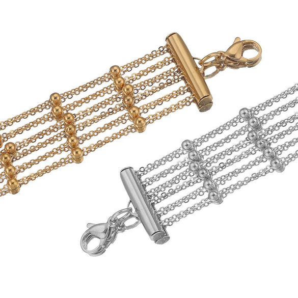Jewelry Accessories Stainless Steel Electroplated Bead Chain Tube Sliding Buckle Tassel Earrings