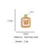 Jewelry Accessories Stainless Steel Enamel Square Butterfly Pendant Dripping Oil Style