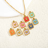 Jewelry Accessories Stainless Steel Enamel Square Butterfly Pendant Dripping Oil Style
