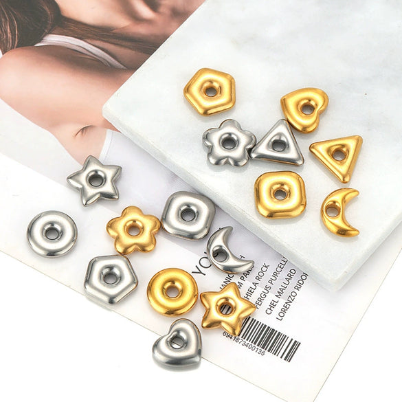 Jewelry Accessories Stainless Steel Flowers Geometric Fivepointed Star Square Gasket Beads Electroplated Pendant For Necklace Bracelet