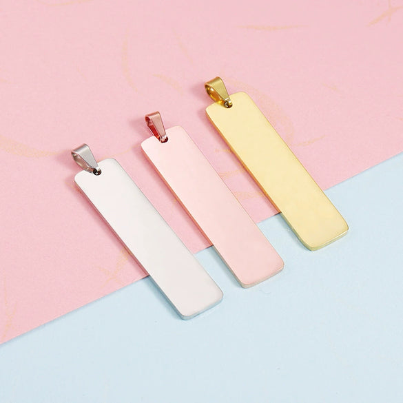 Jewelry Accessories Stainless Steel Geometric Rectangular Buckle Laser Pendant Electroplated