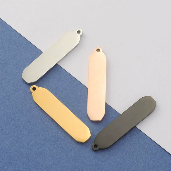 Jewelry Accessories Stainless Steel Geometric Rectangular Long Pendant With Glossy Finish Electroplated