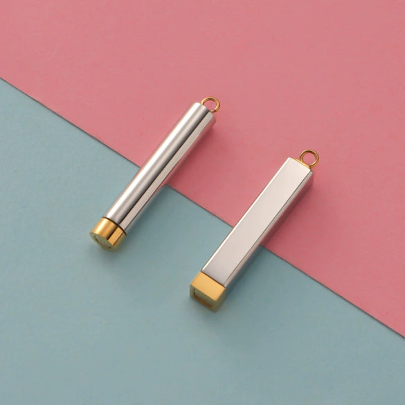 Jewelry Accessories Stainless Steel Glossy Geometric Cylindrical Cuboid Telescopic Stereo Stick Pendant Electroplated