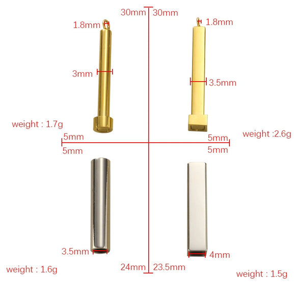 Jewelry Accessories Stainless Steel Glossy Geometric Cylindrical Cuboid Telescopic Stereo Stick Pendant Electroplated
