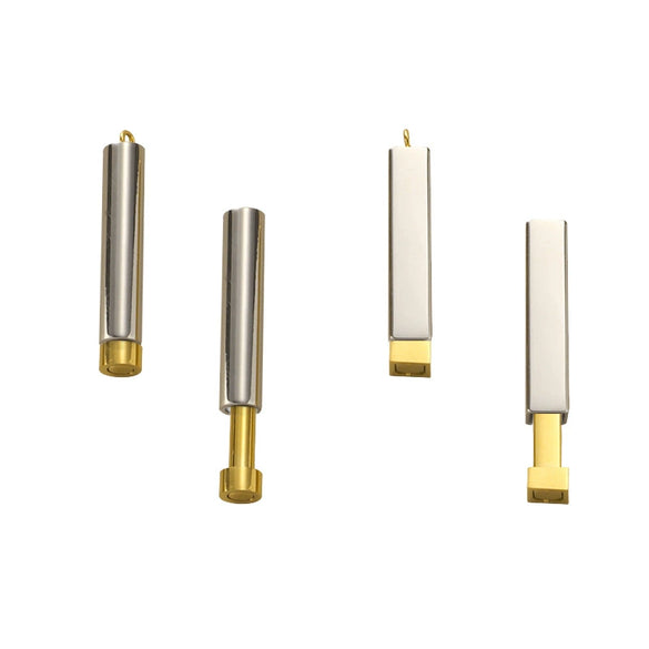 Jewelry Accessories Stainless Steel Glossy Geometric Cylindrical Cuboid Telescopic Stereo Stick Pendant Electroplated