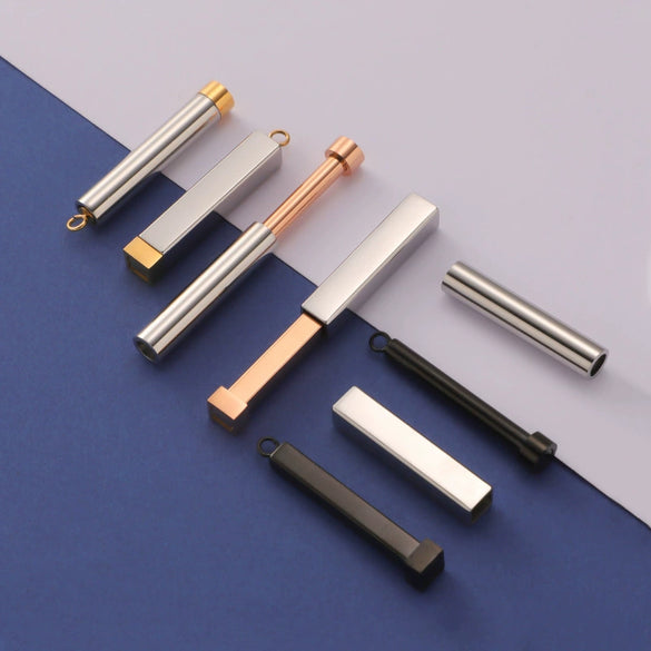 Jewelry Accessories Stainless Steel Glossy Geometric Cylindrical Cuboid Telescopic Stereo Stick Pendant Electroplated