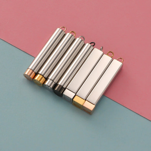 Jewelry Accessories Stainless Steel Glossy Geometric Cylindrical Cuboid Telescopic Stereo Stick Pendant Electroplated