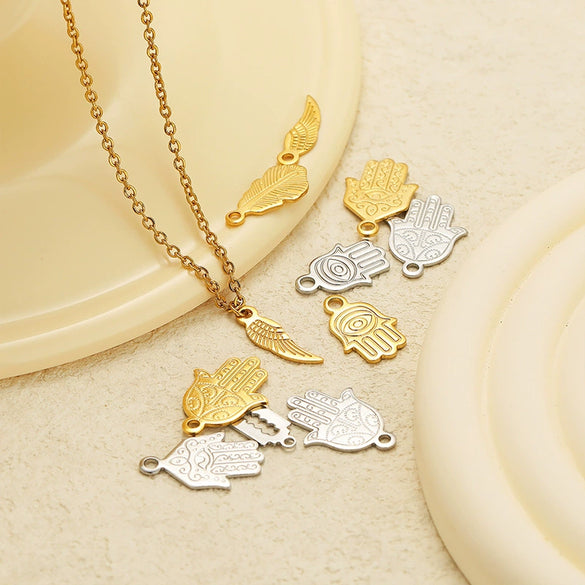 Jewelry Accessories Stainless Steel Gold Pendant With Wings Pattern Handmade Electroplated