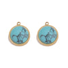 Jewelry Accessories Stainless Steel Gold Plated Natural Stone Round Bohemian Flat Back Charm Pendant Diy Earrings With Fish Pattern Retro Style