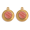 Jewelry Accessories Stainless Steel Gold Plated Natural Stone Round Bohemian Flat Back Charm Pendant Diy Earrings With Fish Pattern Retro Style