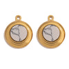 Jewelry Accessories Stainless Steel Gold Plated Natural Stone Round Bohemian Flat Back Charm Pendant Diy Earrings With Fish Pattern Retro Style