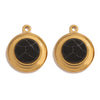 Jewelry Accessories Stainless Steel Gold Plated Natural Stone Round Bohemian Flat Back Charm Pendant Diy Earrings With Fish Pattern Retro Style