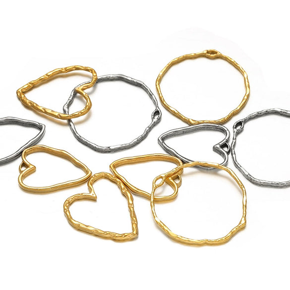 Jewelry Accessories Stainless Steel Heart Geometric Hollow Pendant Electroplated