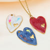 Jewelry Accessories Stainless Steel Heart Shape Dripping Oil Pendant For Bracelet Necklace Clothing