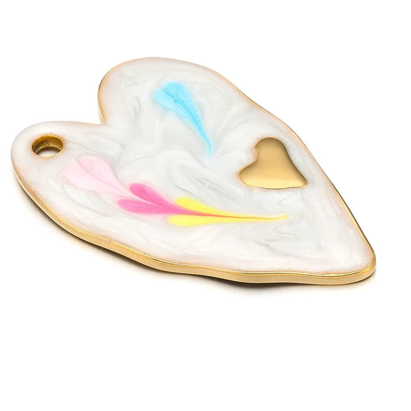 Jewelry Accessories Stainless Steel Heart Shape Dripping Oil Pendant For Bracelet Necklace Clothing