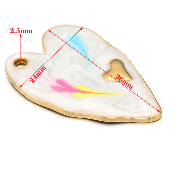 Jewelry Accessories Stainless Steel Heart Shape Dripping Oil Pendant For Bracelet Necklace Clothing
