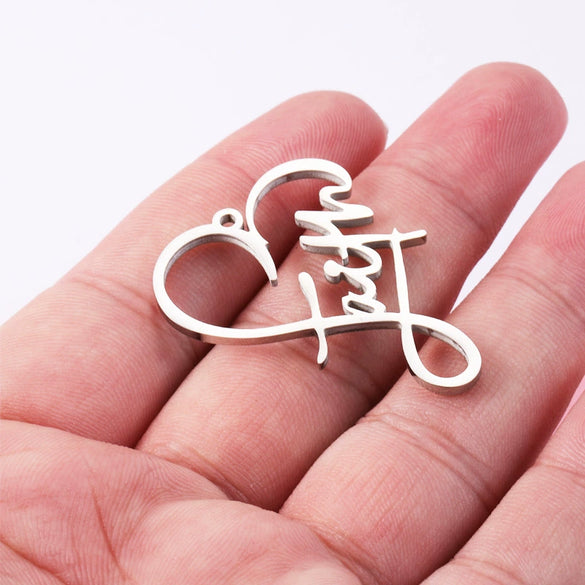 Jewelry Accessories Stainless Steel Heart Shaped Faith English Word Necklace Pendant With Electroplating