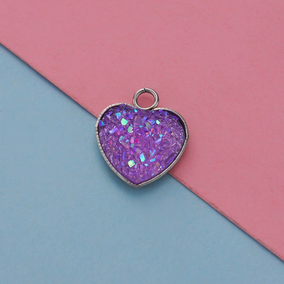 Jewelry Accessories Stainless Steel Heart Shaped Starry Pendant Electroplating