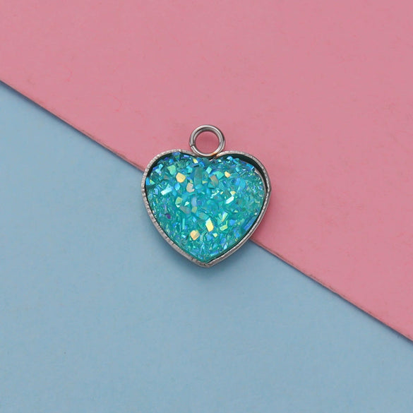 Jewelry Accessories Stainless Steel Heart Shaped Starry Pendant Electroplating