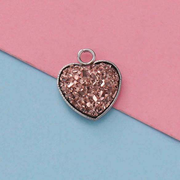 Jewelry Accessories Stainless Steel Heart Shaped Starry Pendant Electroplating