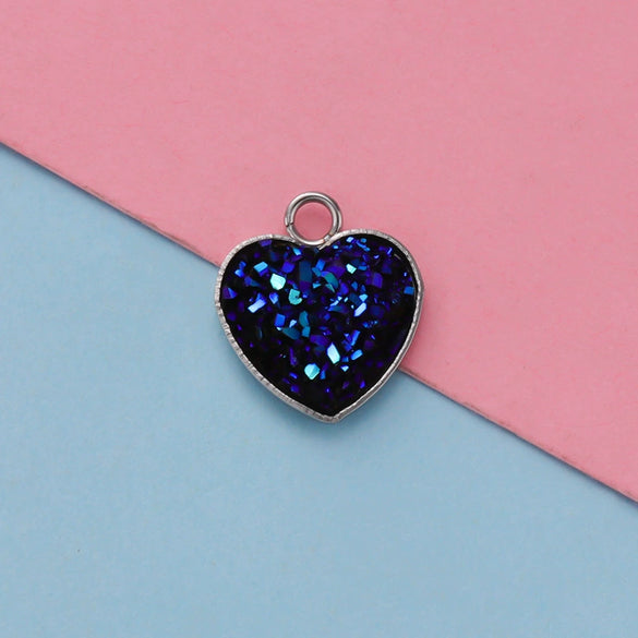 Jewelry Accessories Stainless Steel Heart Shaped Starry Pendant Electroplating