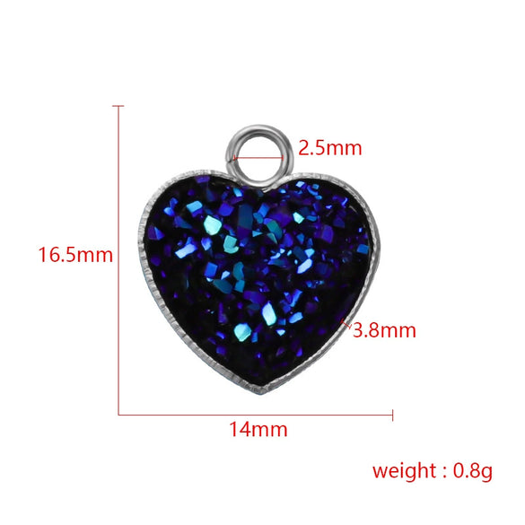 Jewelry Accessories Stainless Steel Heart Shaped Starry Pendant Electroplating