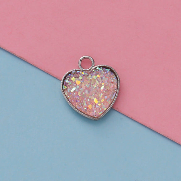 Jewelry Accessories Stainless Steel Heart Shaped Starry Pendant Electroplating