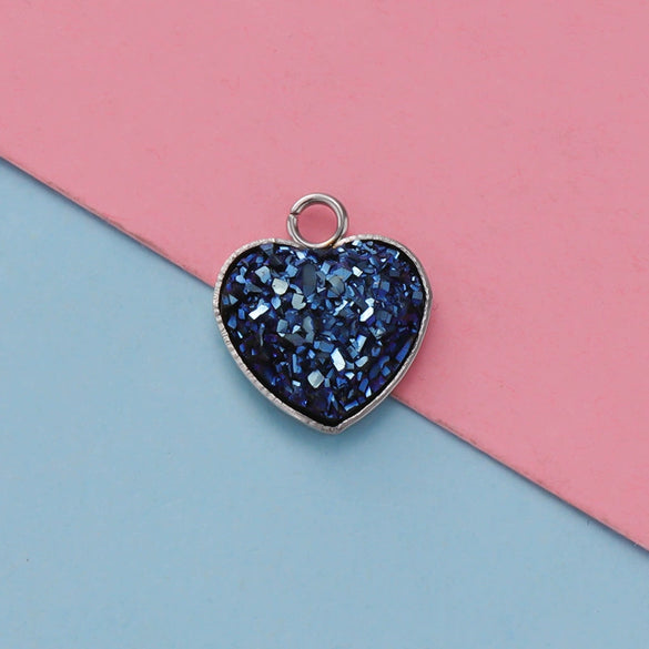 Jewelry Accessories Stainless Steel Heart Shaped Starry Pendant Electroplating