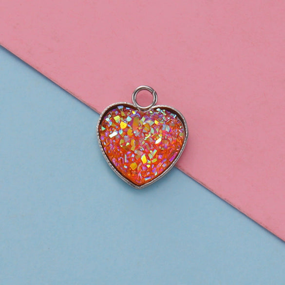 Jewelry Accessories Stainless Steel Heart Shaped Starry Pendant Electroplating
