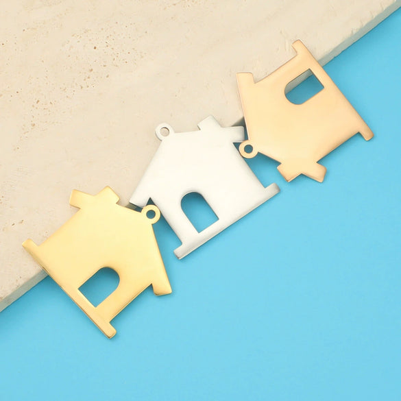 Jewelry Accessories Stainless Steel Hollow House Pendant Fine Polishing