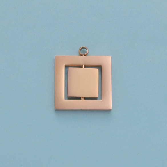 Jewelry Accessories Stainless Steel Hollow Rotatable Square Round Heartshaped Electroplated Pendant